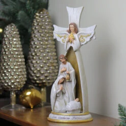 3-Piece Beige And White Holy Family In Angel Nativity Table Top Christmas Figurine 12.75" -Christmas Decoration Store napco 50788 4 50000.1587644263