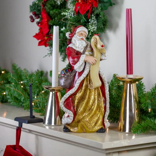 13.75" Santa Claus Holding His List With Cardinals Christmas Tabletop Figurine 2 13.75" Santa Claus Holding His List With Cardinals Christmas Tabletop Figurine - Image 2