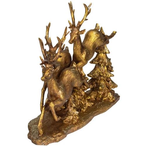 17" Glittering Gold Christmas Reindeer Scene Tabletop Figurine 2 17" Glittering Gold Christmas Reindeer Scene Tabletop Figurine - Image 2