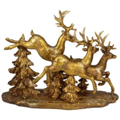 17" Glittering Gold Christmas Reindeer Scene Tabletop Figurine 7 17" Glittering Gold Christmas Reindeer Scene Tabletop Figurine -Christmas Decoration Store napco 51556 3 66003.1664380275