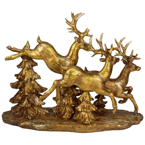 17" Glittering Gold Christmas Reindeer Scene Tabletop Figurine 3 17" Glittering Gold Christmas Reindeer Scene Tabletop Figurine - Image 3