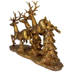 17" Glittering Gold Christmas Reindeer Scene Tabletop Figurine 8 17" Glittering Gold Christmas Reindeer Scene Tabletop Figurine -Christmas Decoration Store napco 51556 4 71134.1664380275