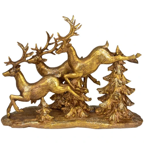 17" Glittering Gold Christmas Reindeer Scene Tabletop Figurine 1 17" Glittering Gold Christmas Reindeer Scene Tabletop Figurine