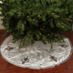 56" White And Gray Beaded Christmas Tree Skirt