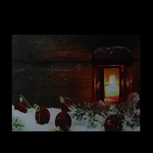 Northlight LED Lighted Candle Lantern In The Wintry Outdoors Christmas Canvas Wall Art 12" X 15.75" 2 Northlight LED Lighted Candle Lantern In The Wintry Outdoors Christmas Canvas Wall Art 12" X 15.75" - Image 2