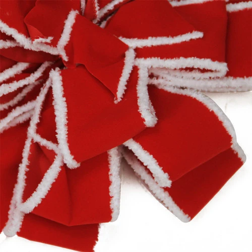 48" Red And White Fringe 16 Loop Commercial Christmas Bow Decoration 2 48" Red And White Fringe 16 Loop Commercial Christmas Bow Decoration - Image 2