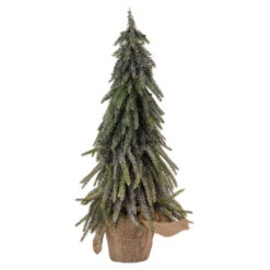 Northlight 20" Downswpt Glittered Pine Tree In Burlap Base - Unlit