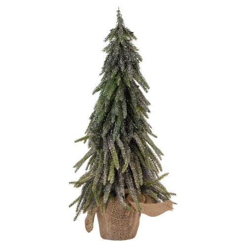 Northlight 20" Downswpt Glittered Pine Tree In Burlap Base - Unlit 1 Northlight 20" Downswpt Glittered Pine Tree In Burlap Base - Unlit