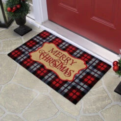 Northlight Red And Black Plaid "Merry Christmas" Rectangular Doormat 18" X 30" 8 Northlight Red And Black Plaid "Merry Christmas" Rectangular Doormat 18" X 30" -Christmas Decoration Store northlight20fw28330 styled 89423.1642205486