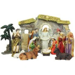 Northlight 13-Piece Gray Traditional Religious Christmas Nativity Figurine With Stable 23.25" 5 Northlight 13-Piece Gray Traditional Religious Christmas Nativity Figurine With Stable 23.25" -Christmas Decoration Store northlight20qr58458 03 93414.1599873110