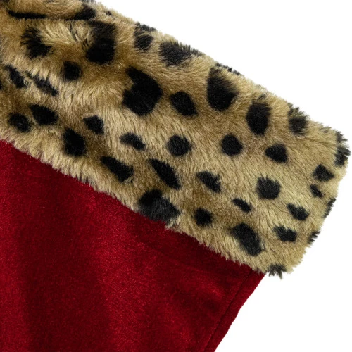 Northlight 20" Red And Black Leopard Cuff Christmas Stocking 3 Northlight 20" Red And Black Leopard Cuff Christmas Stocking - Image 3