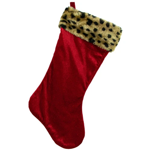Northlight 20" Red And Black Leopard Cuff Christmas Stocking 1 Northlight 20" Red And Black Leopard Cuff Christmas Stocking