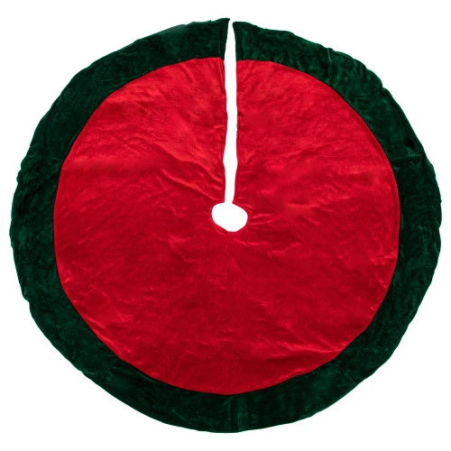 Northlight 60" Red Traditional Christmas Tree Skirt With Green Border Trim 1 Northlight 60" Red Traditional Christmas Tree Skirt With Green Border Trim