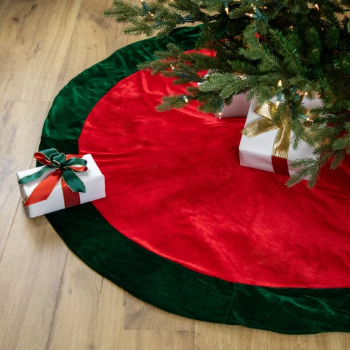 Northlight 60" Red Traditional Christmas Tree Skirt With Green Border Trim 2 Northlight 60" Red Traditional Christmas Tree Skirt With Green Border Trim - Image 2