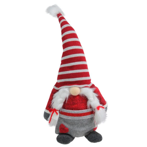 Northlight 15" Red White And Grey Girl Gnome With Braids And Striped Hat Christmas Decoration 1 Northlight 15" Red White And Grey Girl Gnome With Braids And Striped Hat Christmas Decoration