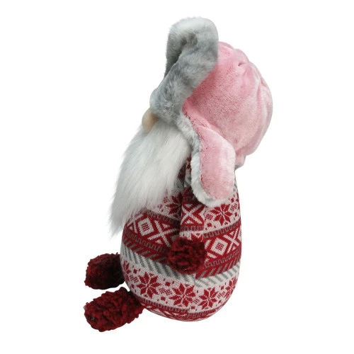 Northlight 12" Red And White Nordic Gnome With Pink And Grey Fur Trapper Hat Christmas Decoration 2 Northlight 12" Red And White Nordic Gnome With Pink And Grey Fur Trapper Hat Christmas Decoration - Image 2