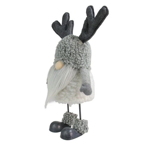 Northlight 15" Grey Bouncy Gnome With Antlers Tabletop Christmas Decoration 2 Northlight 15" Grey Bouncy Gnome With Antlers Tabletop Christmas Decoration - Image 2