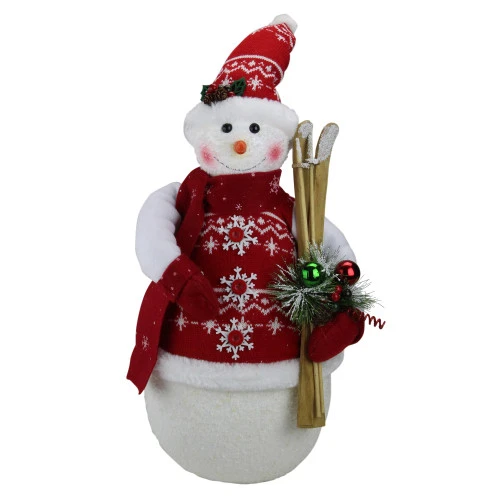 Northlight 20" Red And White Sparkling Snowman Christmas Figurine 1 Northlight 20" Red And White Sparkling Snowman Christmas Figurine