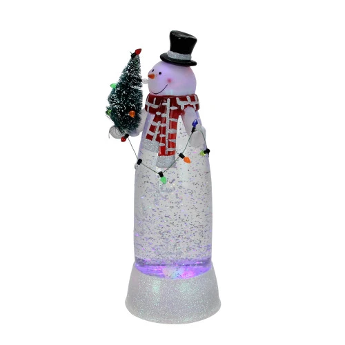 Northlight 11" LED Lighted Shimmering White Snowman Christmas Table Top Glittering Snow Dome 2 Northlight 11" LED Lighted Shimmering White Snowman Christmas Table Top Glittering Snow Dome - Image 2