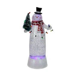 Northlight 11" LED Lighted Shimmering White Snowman Christmas Table Top Glittering Snow Dome