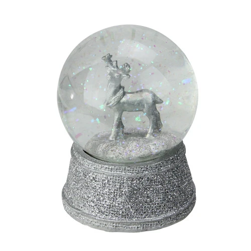 Northlight 5.5" Silver Glittered Reindeer Christmas Snow Globe 1 Northlight 5.5" Silver Glittered Reindeer Christmas Snow Globe