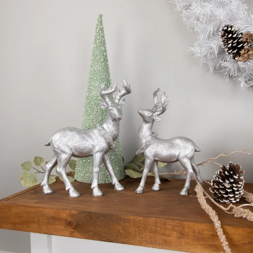Northlight 10.75" Silver Reindeer Glittered Christmas Tabletop Decoration 2 Northlight 10.75" Silver Reindeer Glittered Christmas Tabletop Decoration - Image 2