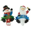 Northlight Set Of 2 Santa And Snowman Glittered Christmas Stocking Holders 5"