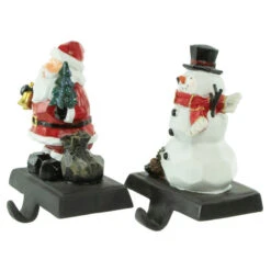 Northlight Set Of 2 Santa And Snowman Christmas Stocking Holders 5.5" -Christmas Decoration Store northlight dw15130 3new 51405.1691247507