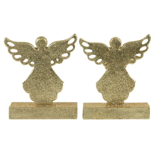 Northlight Set Of 2 Gold Angel Glittered Christmas Stocking Holders 5.5" 5 Northlight Set Of 2 Gold Angel Glittered Christmas Stocking Holders 5.5" - Image 5
