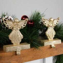 Northlight Set Of 2 Gold Angel Glittered Christmas Stocking Holders 5.5" 8 Northlight Set Of 2 Gold Angel Glittered Christmas Stocking Holders 5.5" -Christmas Decoration Store northlight dw15138 styled 2 60797.1691247510