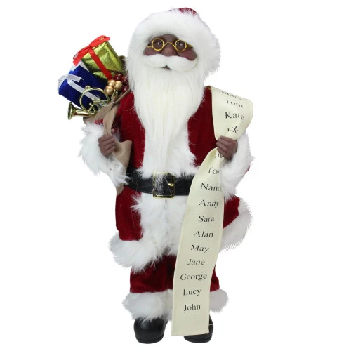 Northlight 16" African American Santa Claus With Naughty Or Nice List Christmas Figure 1 Northlight 16" African American Santa Claus With Naughty Or Nice List Christmas Figure