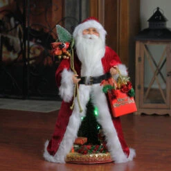 Northlight 20" Red And White Battery Operated Musical Standing Santa Claus With LED Lighted Christmas Scene Figurine -Christmas Decoration Store northlight e76443 3 97385.1588415415