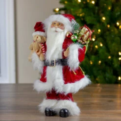 Northlight 16" Red And White Standing Santa Claus Christmas Figure With Present Bag -Christmas Decoration Store northlight e76476 5 05374.1665610438