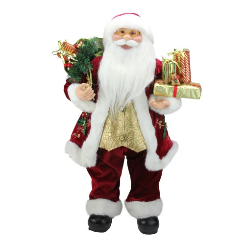 Northlight 24" Red Holly Berry Standing Santa Claus With Presents And Gift Bag Christmas Figurine 1 Northlight 24" Red Holly Berry Standing Santa Claus With Presents And Gift Bag Christmas Figurine