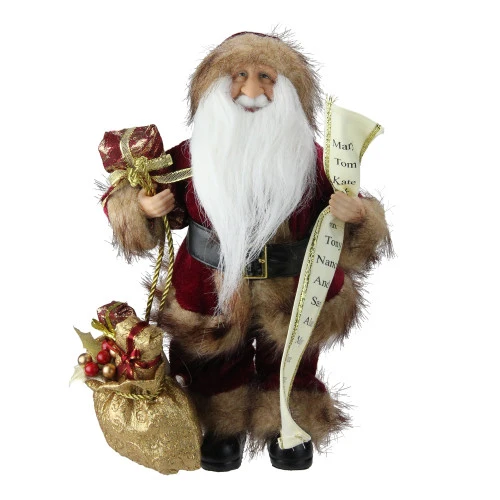 Northlight 12" Red And White Woodland Standing Santa Claus With Gift Bag Christmas Figure 1 Northlight 12" Red And White Woodland Standing Santa Claus With Gift Bag Christmas Figure