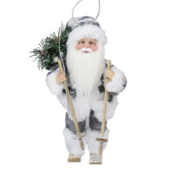 Northlight 9" White And Gray Skiing Santa Claus Christmas Figurine - 31422145