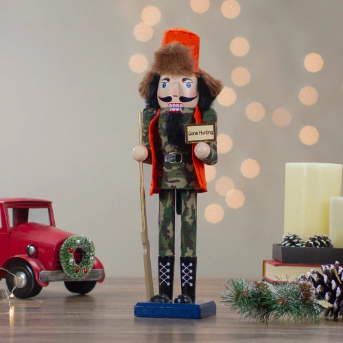 Northlight 15" Orange And Green "Gone Hunting" Christmas Nutcracker In Camouflage 2 Northlight 15" Orange And Green "Gone Hunting" Christmas Nutcracker In Camouflage - Image 2