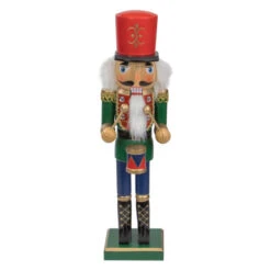 Northlight 14" Green And Red Traditional Standing Drummer Christmas Nutcracker