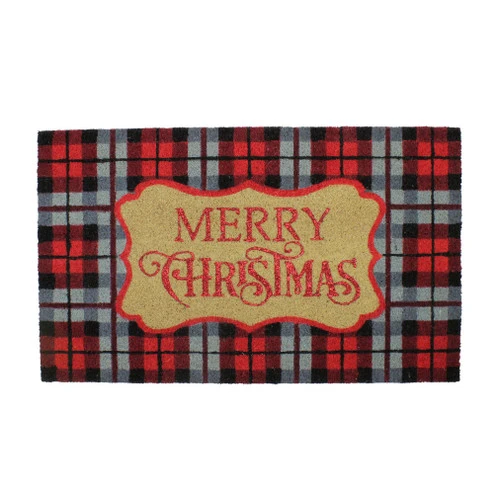 Northlight Red And Black Plaid "Merry Christmas" Rectangular Doormat 18" X 30" 1 Northlight Red And Black Plaid "Merry Christmas" Rectangular Doormat 18" X 30"