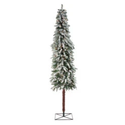 Northlight 7' Pre-Lit Green Pencil Flocked Alpine Artificial Christmas Tree - Clear Lights