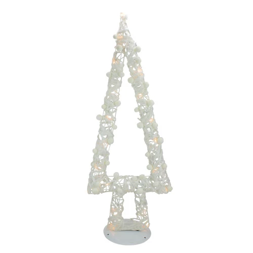 Northlight 34" Pre-Lit White Battery Operated Glittered Christmas Tree Decor