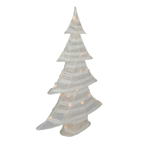 Northlight 24.5" White And Silver Battery Operated Glittered LED Christmas Tree Tabletop Decor 2 Northlight 24.5" White And Silver Battery Operated Glittered LED Christmas Tree Tabletop Decor - Image 2