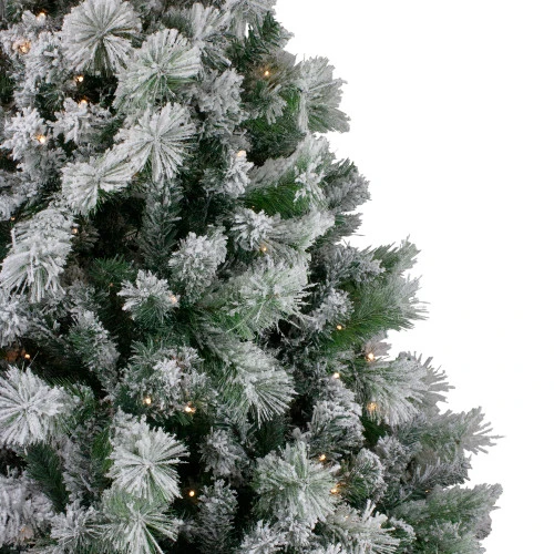 Northlight 6.5' Pre-Lit Full Flocked Somerset Spruce Artificial Christmas Tree - Clear Lights 2 Northlight 6.5' Pre-Lit Full Flocked Somerset Spruce Artificial Christmas Tree - Clear Lights - Image 2