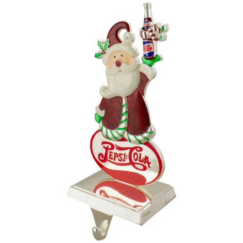 Northlight 9.75" Silver Plated Pepsi-Cola Santa Claus Christmas Stocking Holder 3 Northlight 9.75" Silver Plated Pepsi-Cola Santa Claus Christmas Stocking Holder - Image 3