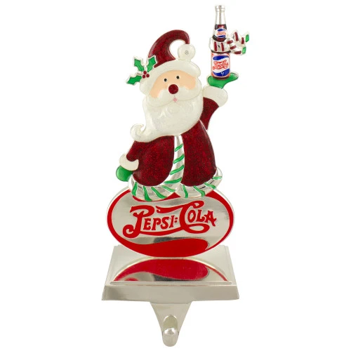 Northlight 9.75" Silver Plated Pepsi-Cola Santa Claus Christmas Stocking Holder 1 Northlight 9.75" Silver Plated Pepsi-Cola Santa Claus Christmas Stocking Holder