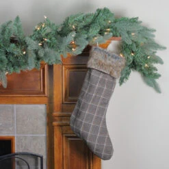 Northlight 17.5" Gray And Brown Plaid Christmas Stocking With Cuff -Christmas Decoration Store northlight hm14688 3 43274.1669970843