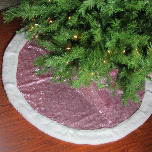 Northlight 47" Pink And White Round Christmas Tree Skirt With High Pile Fleece Border 3 Northlight 47" Pink And White Round Christmas Tree Skirt With High Pile Fleece Border - Image 3