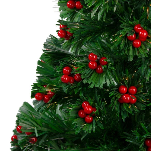 Northlight 3' Pre-Lit Color Changing Fiber Optic Christmas Tree With Red Berries 3 Northlight 3' Pre-Lit Color Changing Fiber Optic Christmas Tree With Red Berries - Image 3