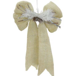 Northlight 15" Ivory And White Bow With Pine Cone Hanging Christmas Decor 5 Northlight 15" Ivory And White Bow With Pine Cone Hanging Christmas Decor -Christmas Decoration Store northlight ja01572 3 36582.1599787103