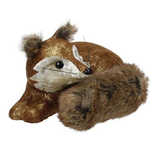 Northlight 16.5” Brown And Gold Fox Lying Down Christmas Table Figure 2 Northlight 16.5” Brown And Gold Fox Lying Down Christmas Table Figure - Image 2